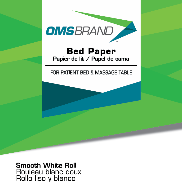 OMS BRAND - Bed Paper for Patient Bed & Massage Table 125' feet (38.1m). 12 Rolls.